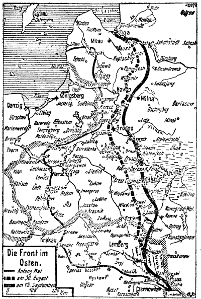 Karte zum 1. Weltkrieg: Die Ostfront