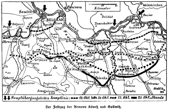 Karte zum 1. Weltkrieg: Feldzug gegen Serbien
