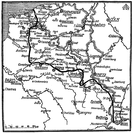 Karte zum 1. Weltkrieg: Westfront