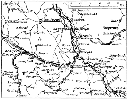 Karte zum 1. Weltkrieg: Serbien