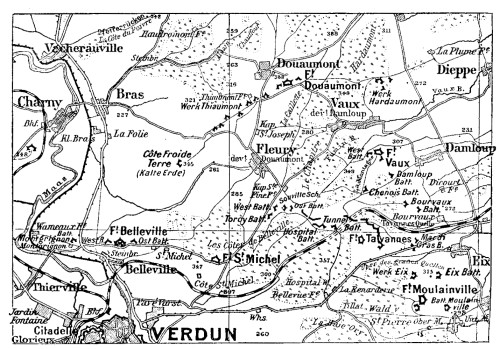 Karte zu den Kämpfen um Verdun