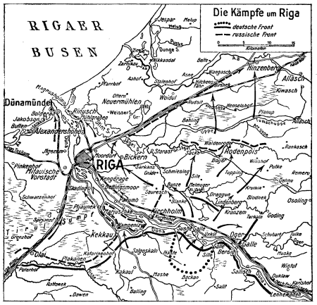 Karte zum 1. Weltkrieg: Die Kämpfe um Riga