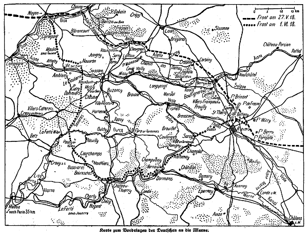 Karte zum 1. Weltkrieg: Die deutsche Offensive
